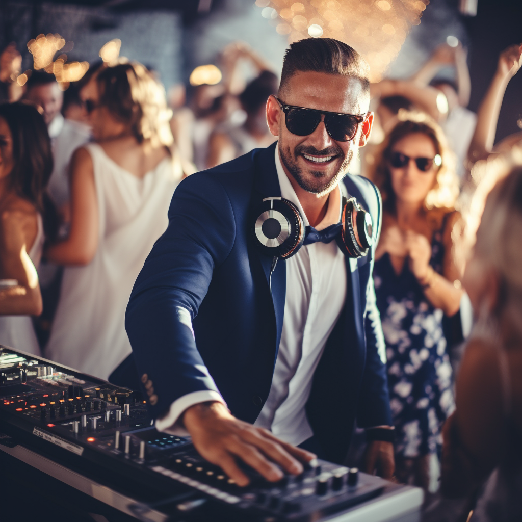 DJ bei einer Party mit Gästen