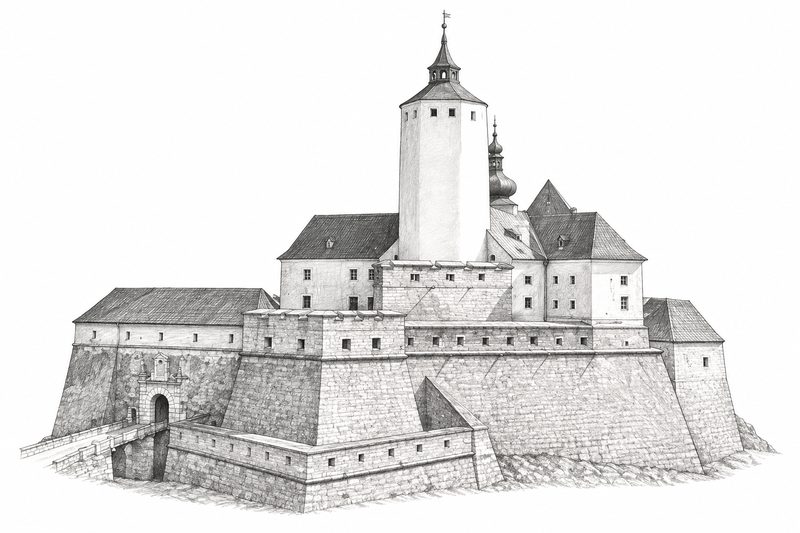 Bleistiftzeichnung: Burg Forchtenstein