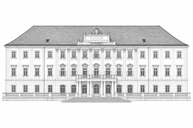 Bleistiftzeichnung: Schloss Hof