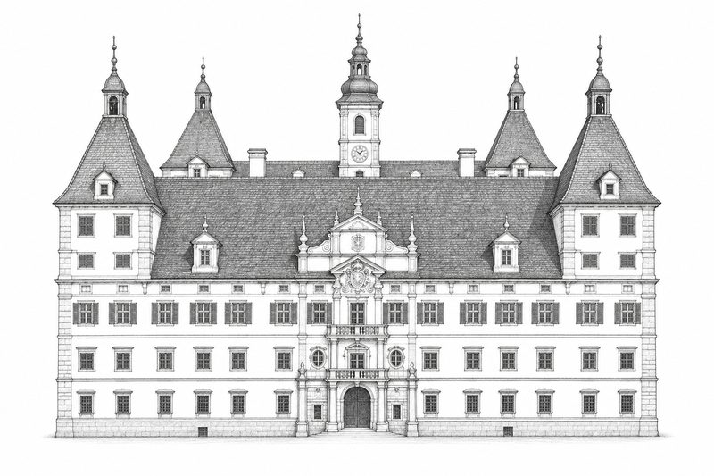 Bleistiftzeichnung: Schloss Eggenberg