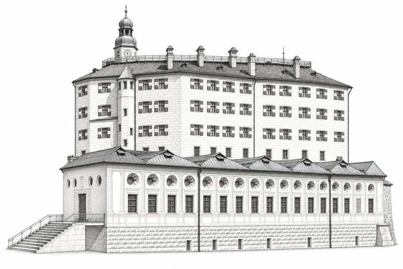 Bleistiftzeichnung: Schloss Ambras