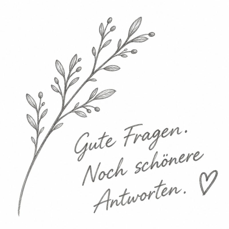 Zarter Blattzweig mit handgeschriebener Notiz