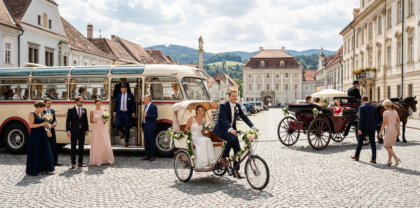 6 Methoden, um bei der Hochzeitstransportation zu sparen - Event-Planung Österreich